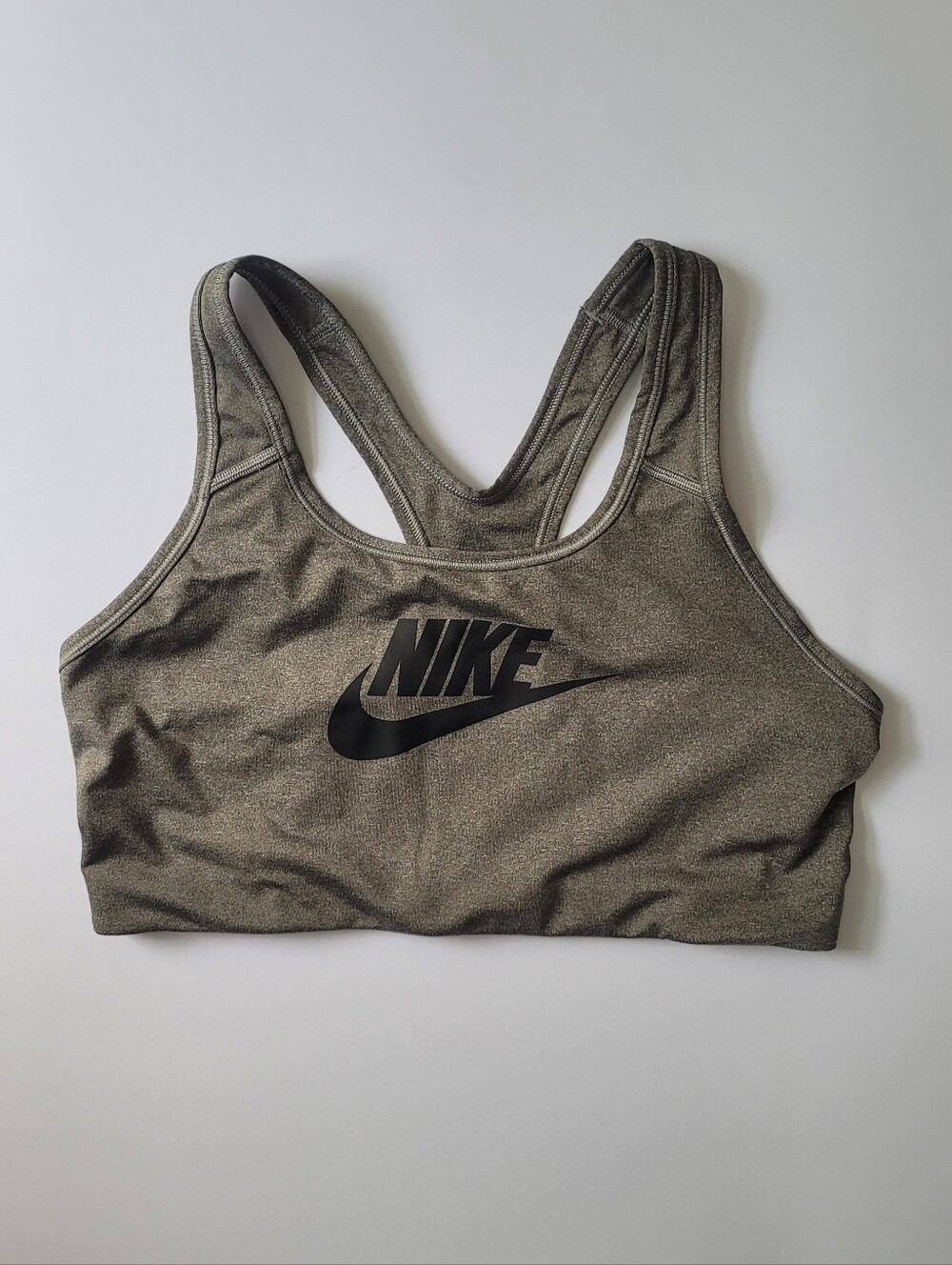 Nike Swoosh Gray Heather Racerback Sports Bra XL EUC
